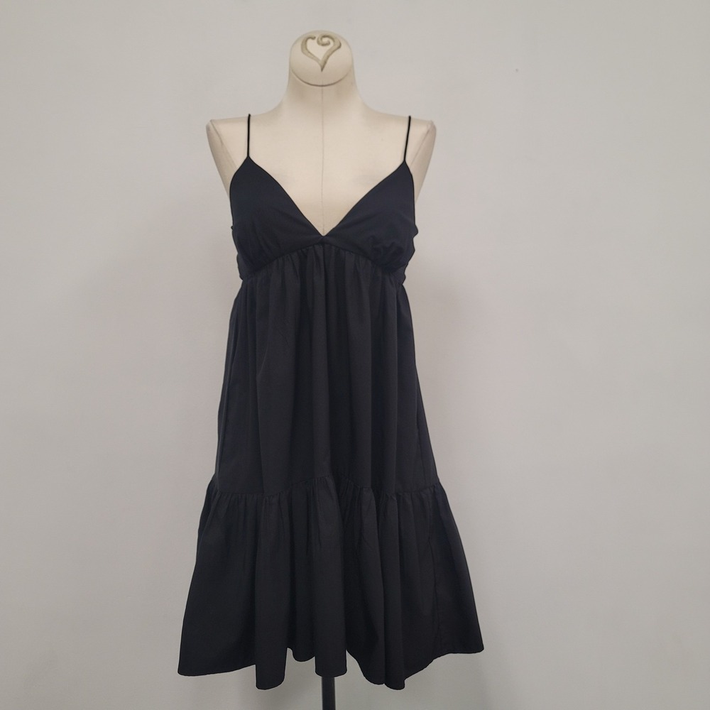 Zara Tiered Babydoll Mini Dress Size S Whimsigoth Dark Cottagecore Boho Milkmaid